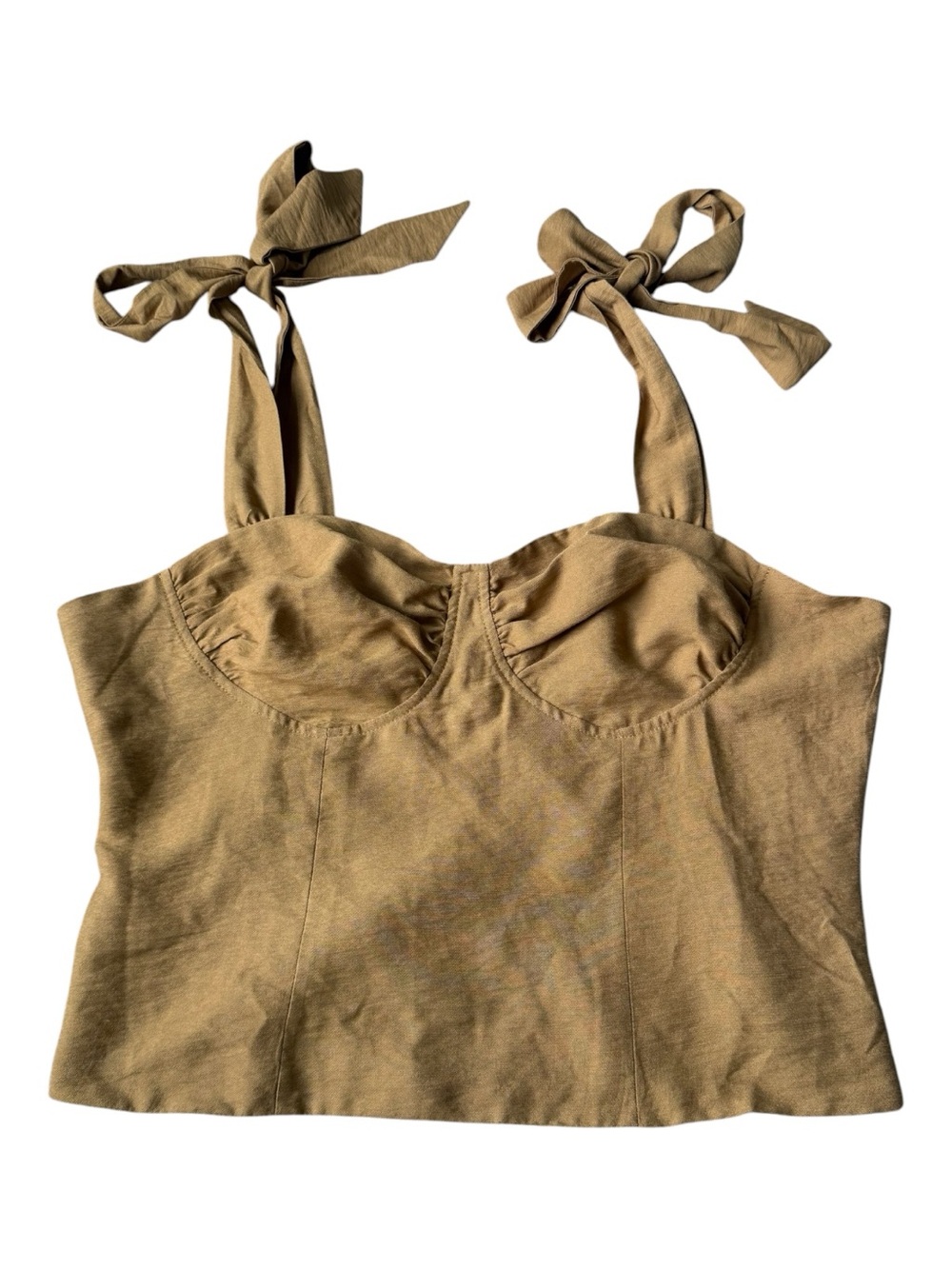 Lulu's Tie-Shoulder Bustier Crop Top - Mustard Yellow